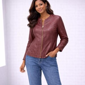 Jaqueta Couro com Detalhes Tule