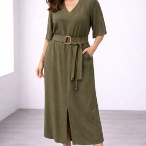 Vestido Linho com Algodão + Cinto