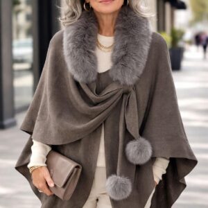 Pelerine Cashmere com Pele