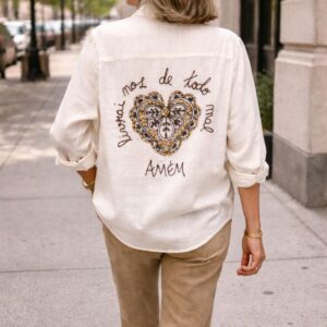 Camisa Linho Bordada