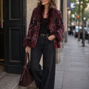 Casaco Tricô com Pele