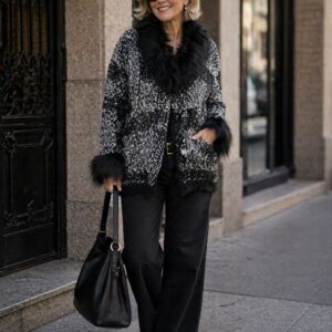 Casaco Tricô com Pele